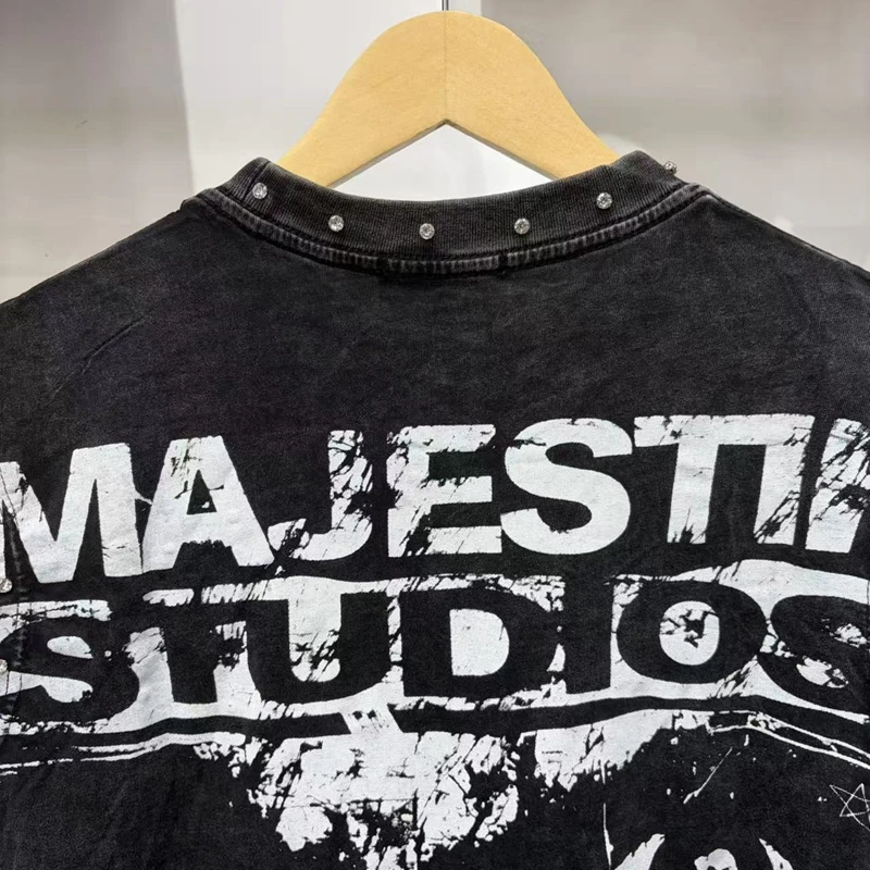Schwarzes Grafik-Tanktop für Herren Sommer Gothic-Kleidung Distressed Ärmelloses T-Shirt Vintage Strass-Nieten Hip-Hop-Weste – Detail 6