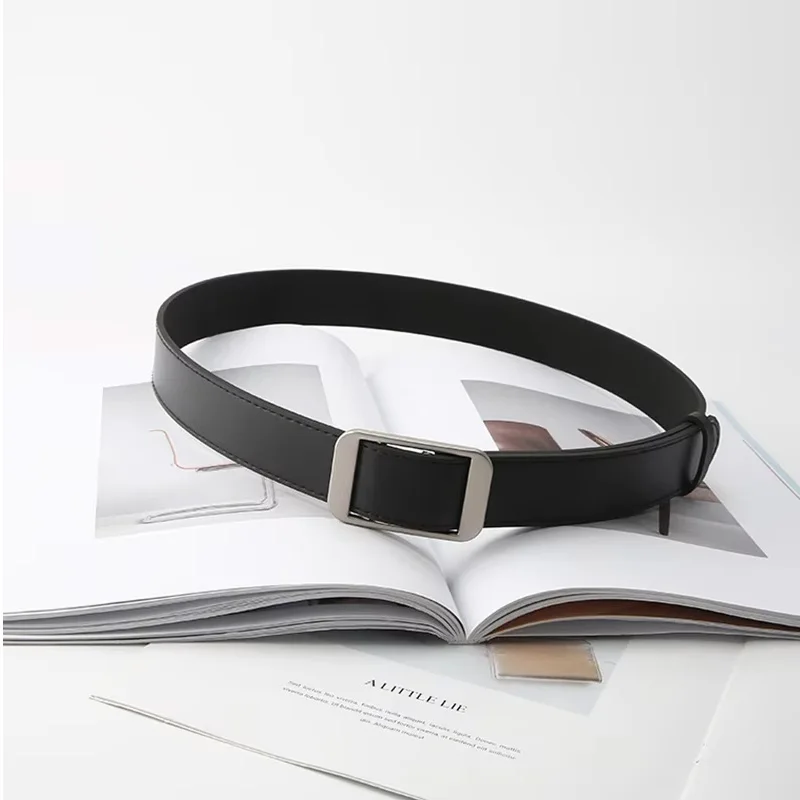 Unisex Free Size PU Leather Belt For Women No-Hole Buckle Luxury Designer Jeans Waist Belt Men Fashion Non-Porous Soft Waistband