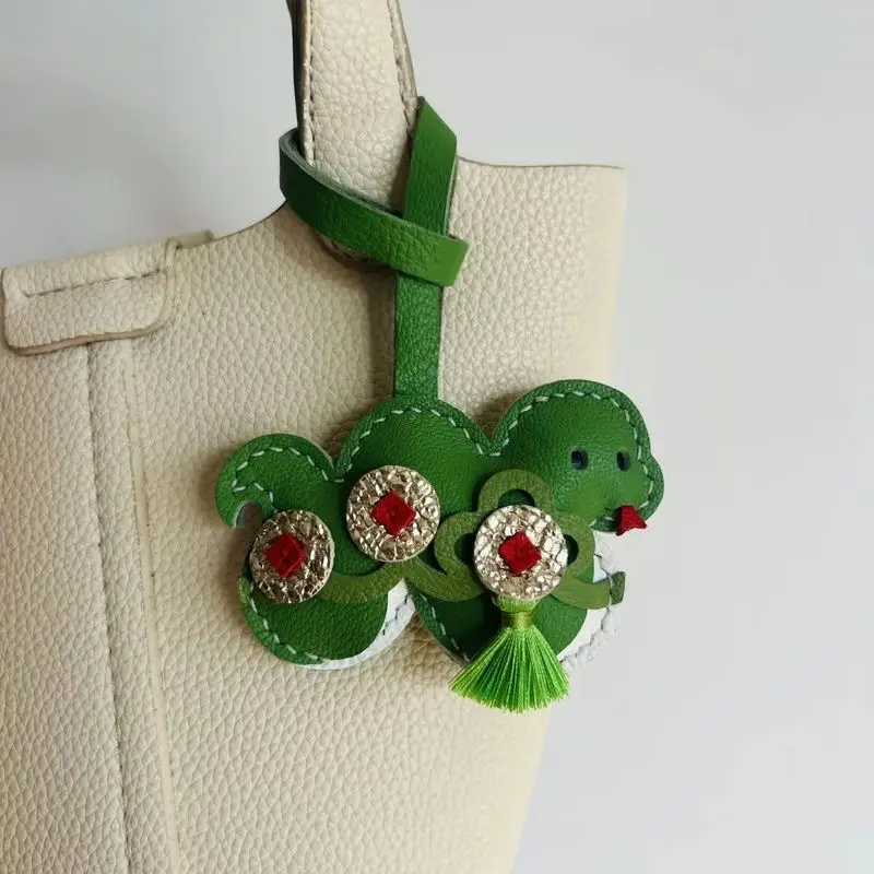 

In Stock Unique Cute Genuine Leather Handmade Snake Pendant Car Bag Key Pendant Handbag Crossbody Bag Pendant Girl Birthday Gift