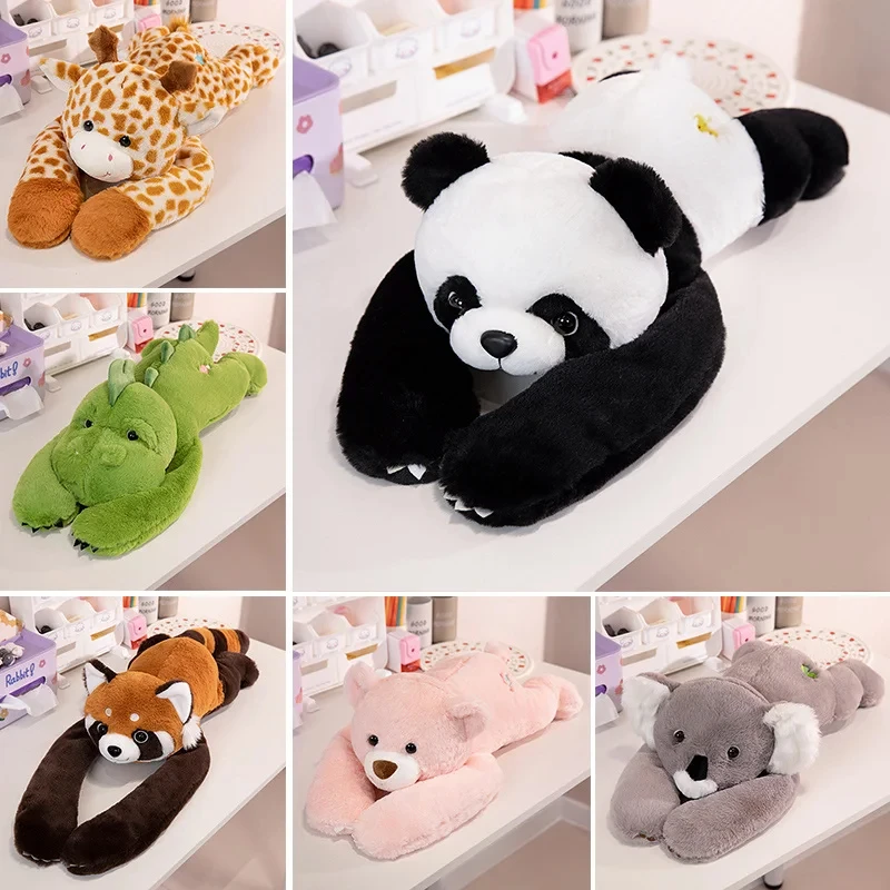 

60cm Cute Cartoon Lying Long Arm Bear Panda Raccoon Koala Stuffed Animal Plushie Dolls Throw Pillow Toy Birthday Gift Xmas Decor