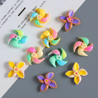 20pcs Cartoon rainbow-colored windmill resin jewelry accessories diy Handmade phone case decoration Stationery patch materials