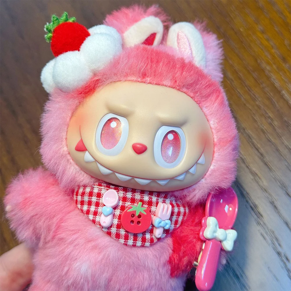 Cute Fruit Tomato Cake Headpiece Drool Bag Set Clothes for LabubuV1 V2 V3 Clothing Accessories
