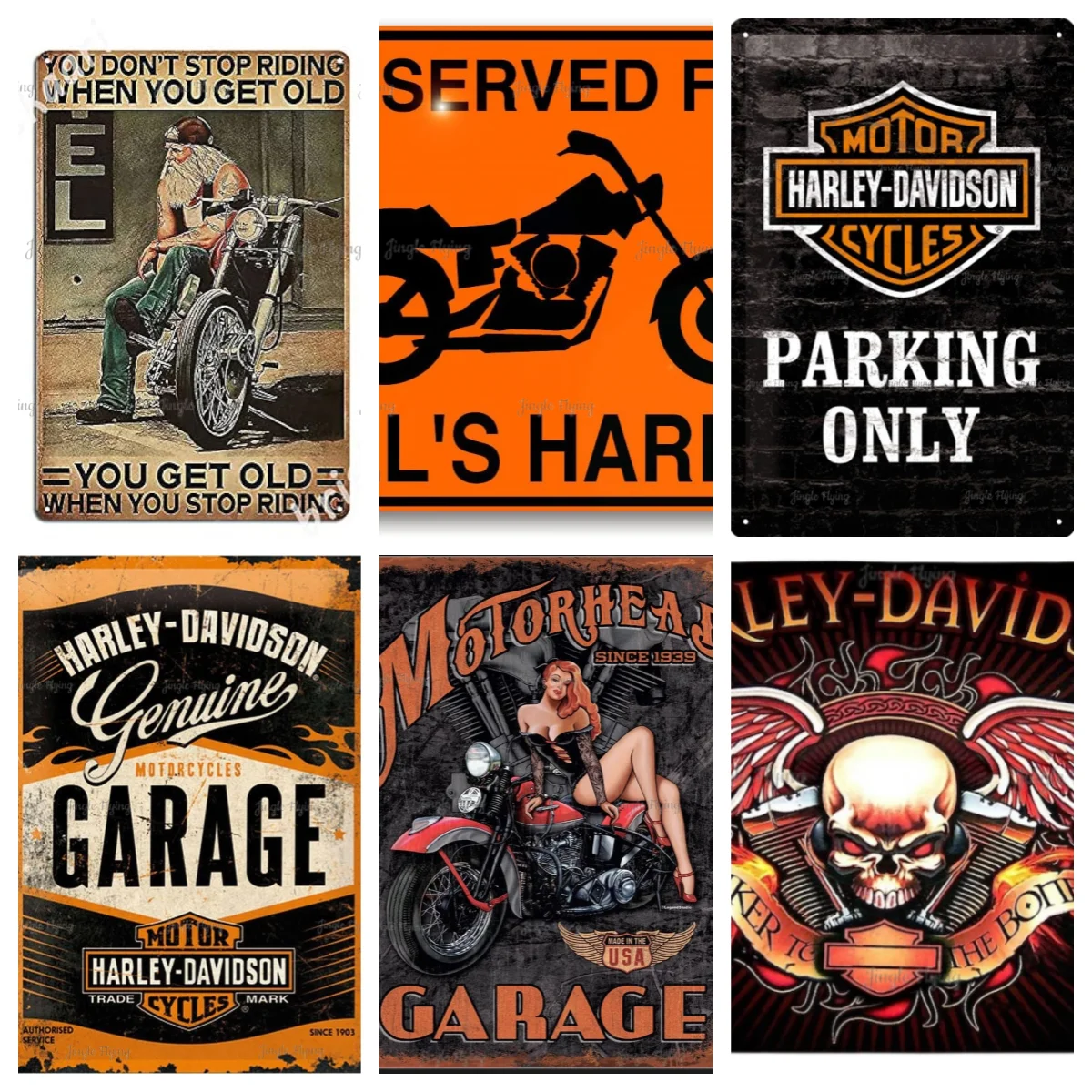 Motorhead Garage Motorcross Babe Old Man Biker You Don't Stop Riding When You Get Old Cafe Bar Pub Beer Wall Decor Art Metal Tin