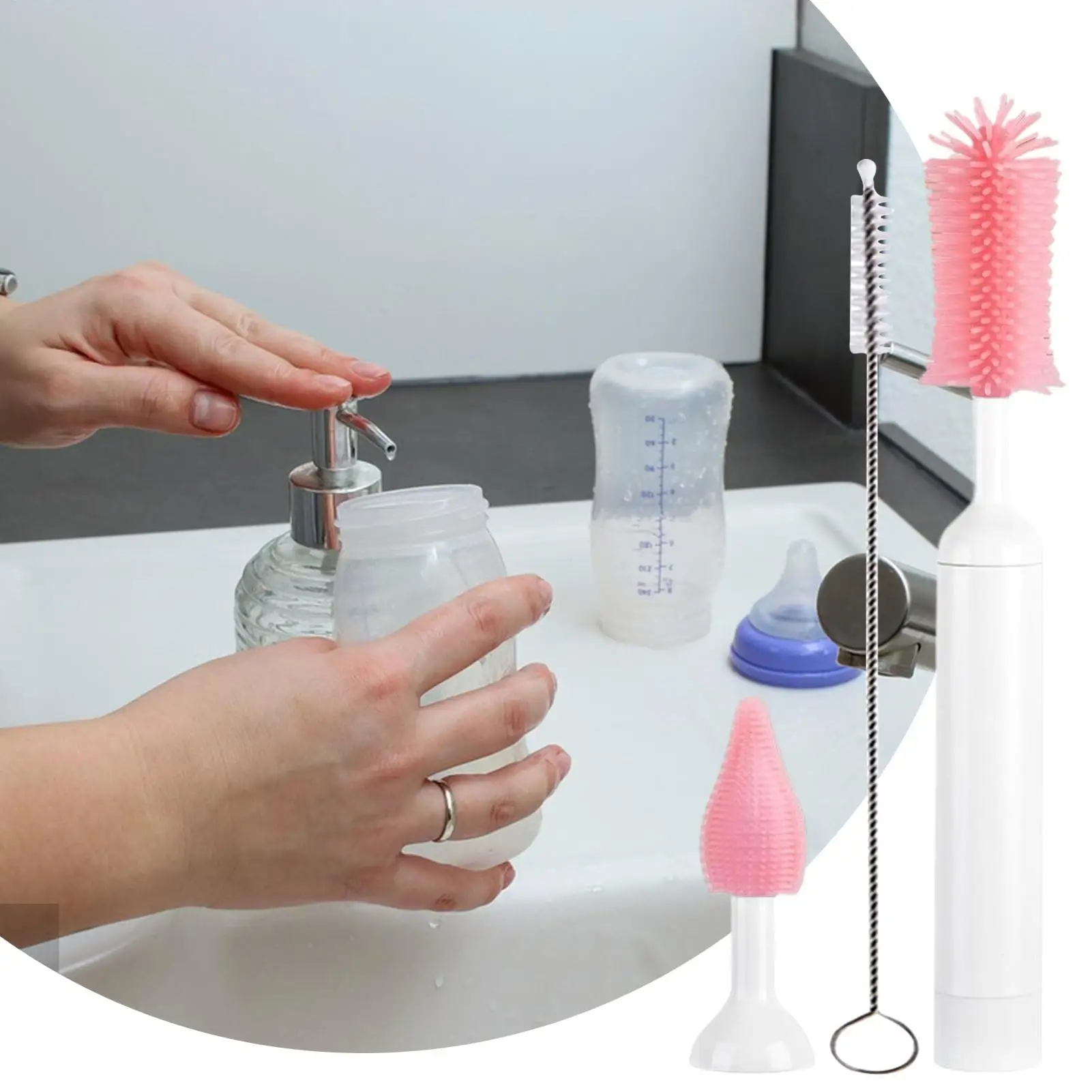 

Electric Bottle Brush Waterproof Baby Bottle Washer Brush Replaceable Head Tool Kit Scrubber For Women Mom Apartment Kitchen Lab
