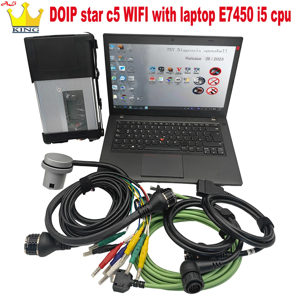 DOIP Mb Star C5 wifi SD Connect C5 MUX full Software V2023.09 Multiplexer with laptop e7450 i5 obd Car Diagnostic obd2 Scan Tool