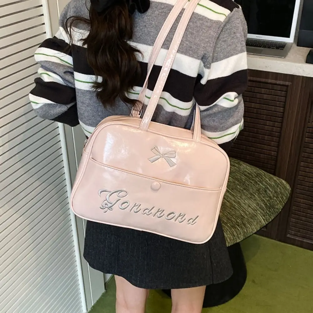 

Сумка на плечо из искусственной кожи с бантом, однотонная большая сумка из искусственной кожи, многофункциональная сумка большой емкости для женщин