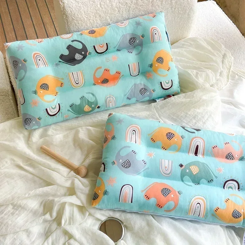 Almohada agradable para la piel de algodón puro para niños, almohada para dormir súper suave para bebés, almohada para siesta especial lavable