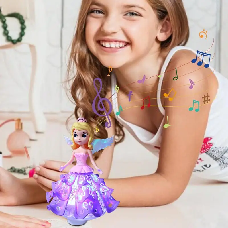 Princess Light Music Toy Electric Dancing Spin Princess Robot Toy Princess Dancing Toys With Colorful Lights For Birthday Easter