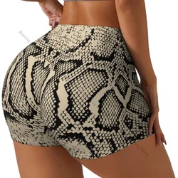 Spandex Yoga Shorts for Women Vintage Snake Skin Print Workout Booty Shorts