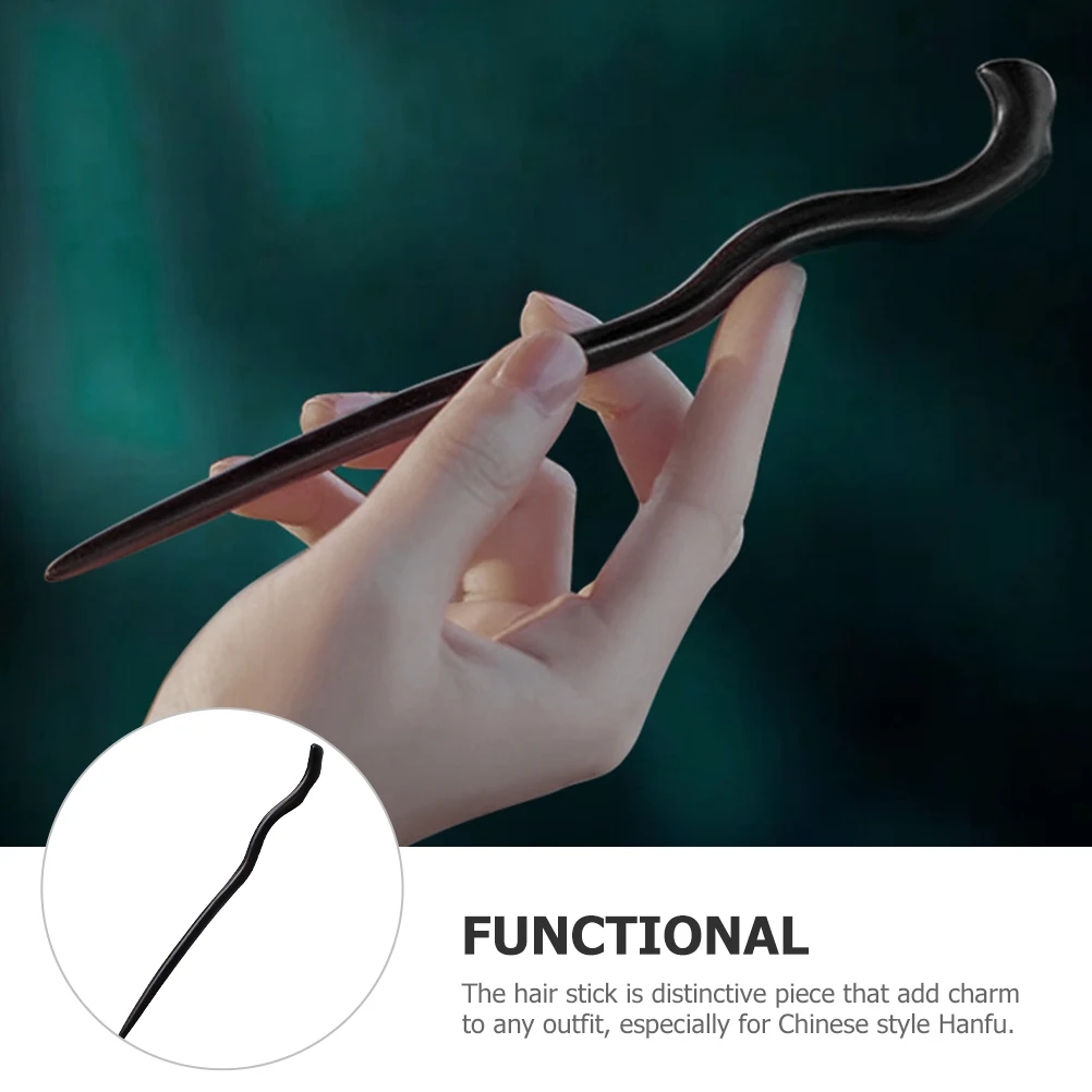 

Extended 18cm Black S Hairpin Ancient Style Princess Hair Sticks Buns Women Accessories Wood Hair Styling Long