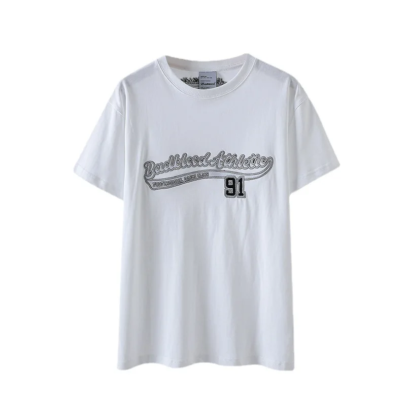 คุณภาพสูง LooseTT เสื้อผู้หญิงฤดูร้อน South Korea Niche Design ปักแขนสั้นสีทึบสาวร้อนแขนสั้น