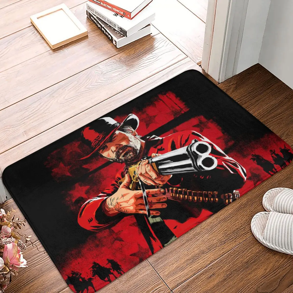 Red Dead Redemption John Marston Game Bathroom Non-Slip Carpet Pointing A Gun At You Living Room Mat Welcome Doormat Decor Rug