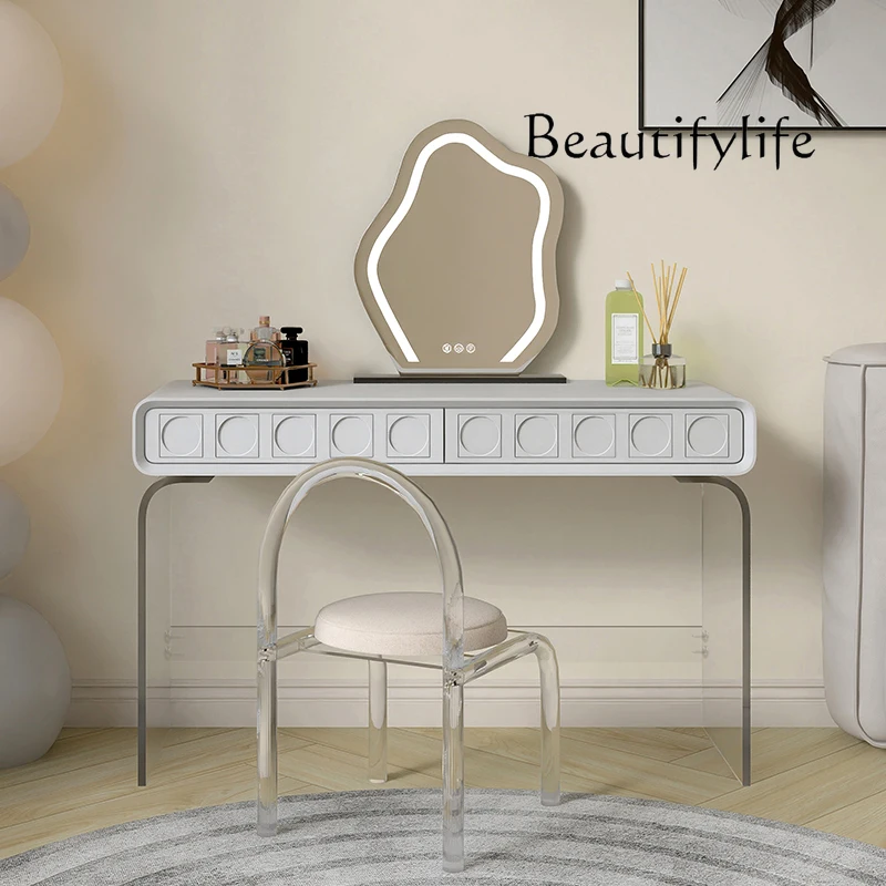 Painted dresser all solid wood French acrylic makeup table small apartment suspended bedroom desk