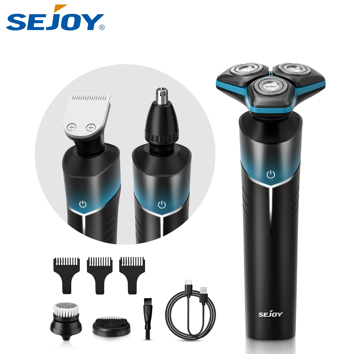 

Sejoy Electric Shaver for Men Rechargeable 5 in 1 Washable Razor Beard Trimmer Hair Clipper Cordless Cutting Shaving Machine