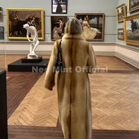 Neo Mint Runway Fashion Yellow Striped Maxi Long Faux Fur Coat Jacket Women Winter Brand Fluffy Fox Fur Overcoat Girls Outerwear 4