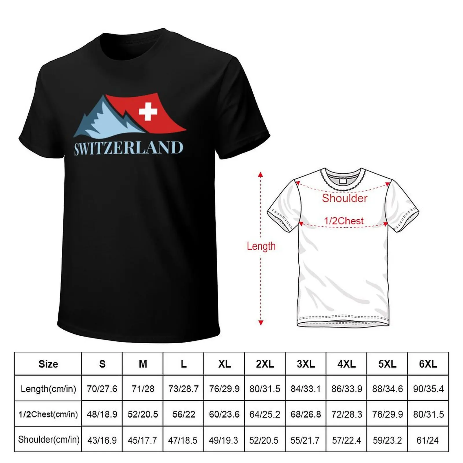 Swiss Alps with Swiss Flag - Travel T-Shirt Quick Dry Sports Short Sleeve Tee