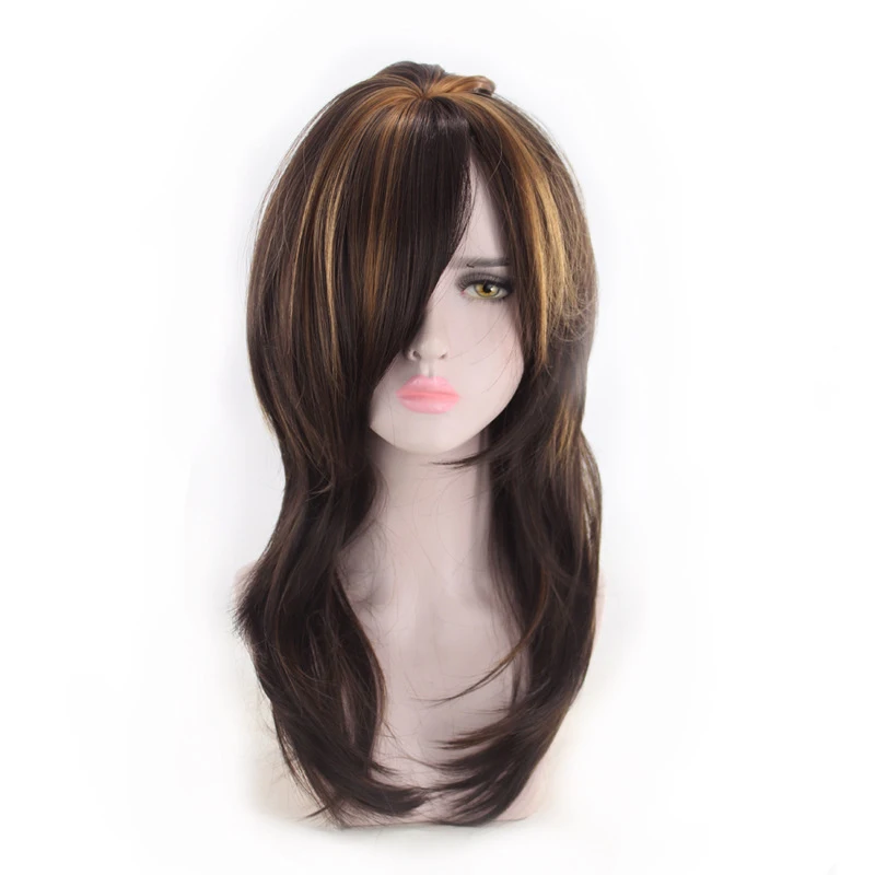 European American , highlights and gradient color for women, long curly hair wigs