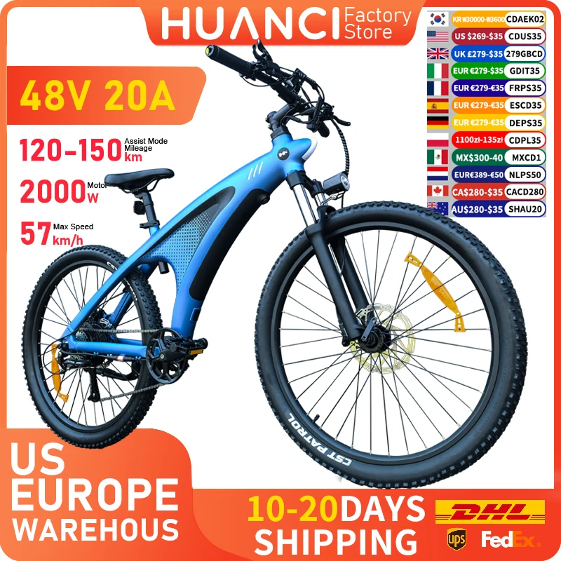 

HUANCI Q5 E велосипед 2000 Вт двигатель Внедорожный электрический велосипед 48 В 20 Ач электрический велосипед 57 км/ч электрические велосипеды для взрослых 27,5-дюймовые электровелосипеды
