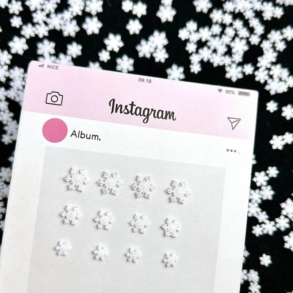 60 قطعة الإبداعية غرامة تألق الأبيض ندفة الثلج الراتنج مسمار السحر ثلاثية الأبعاد الحد الأدنى سداسية ندفة الثلج مسمار الفن زينة DIY الأظافر #5