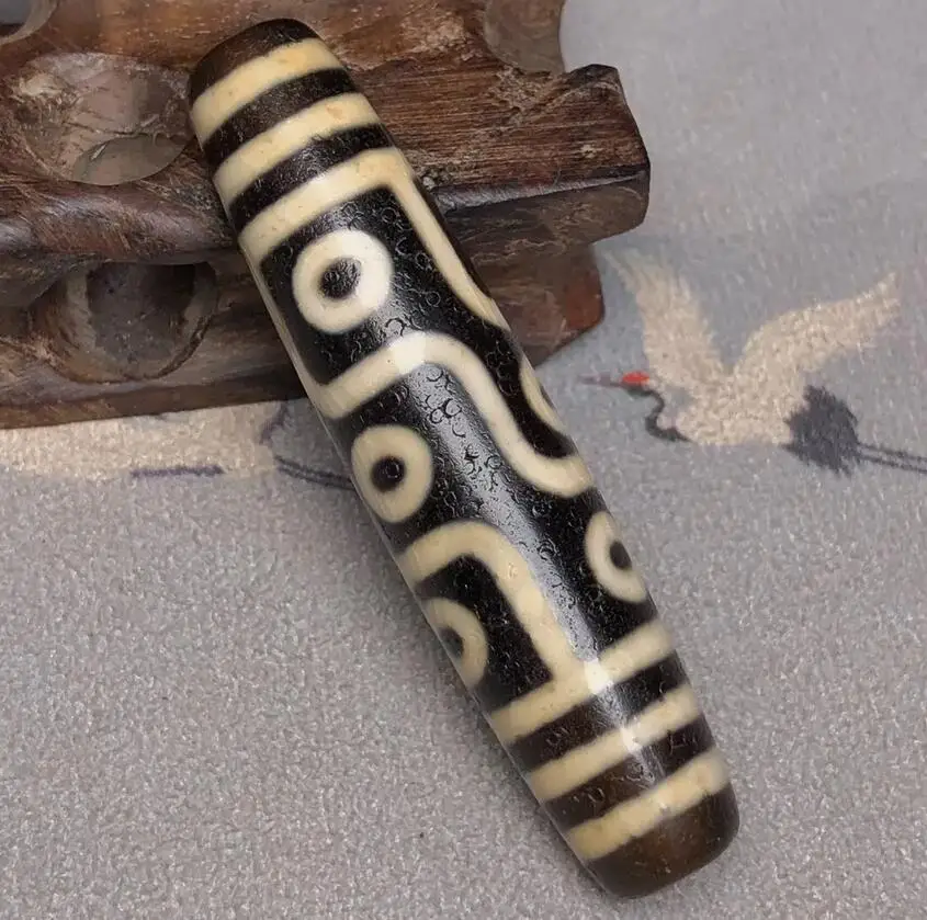 Ancient Tibetan DZI Beads Old Agate 9 Eye Totem Amulet Pendant GZI 67×15mm