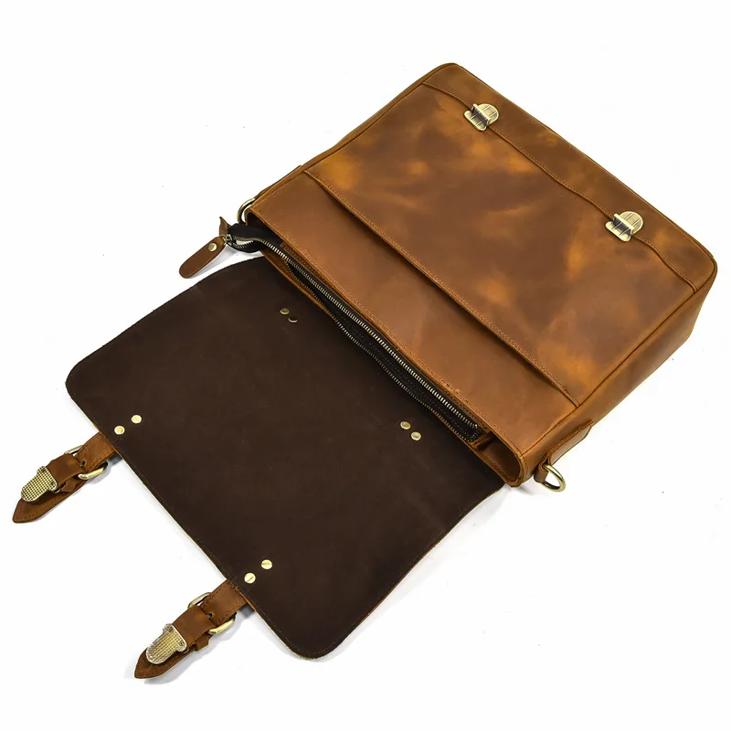 Men\'s Bag Laptop Bags For Men Leather Briefcase Handbags Men Office Bags Folder For A4 Documents Cow Leather Shoulder Bags