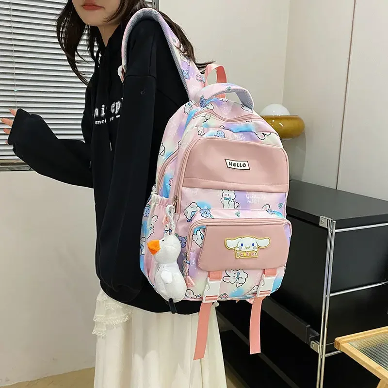 Sanrio cinnamoroll cute girl backpack  junior high school universal large-capacity backpack children\'s stationery gift