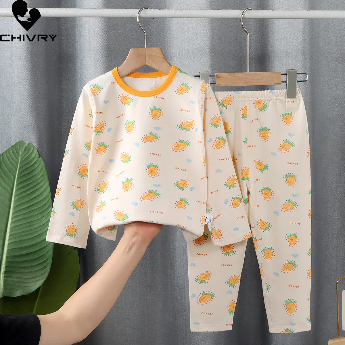 

New 2023 Kids Boys Girls Lycra Pajamas Cartoon Long Sleeve O-Neck T-Shirt with Pants Toddler Baby Autumn Sleeping Clothes Sets