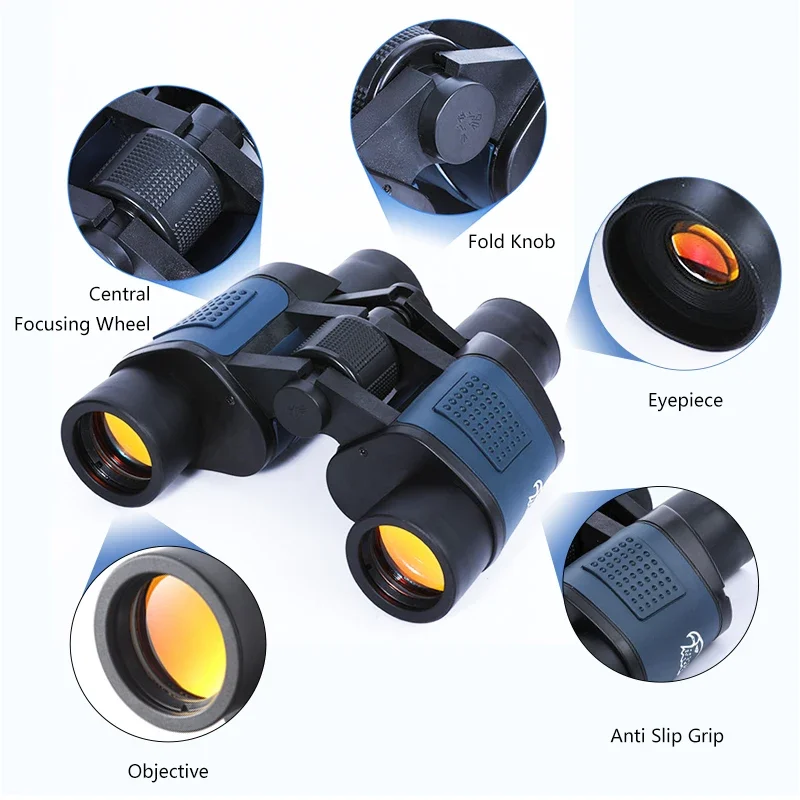 High Quality Portable Handheld 60X60 HD Waterproof Hunting Binoculars With BAK4 Prism