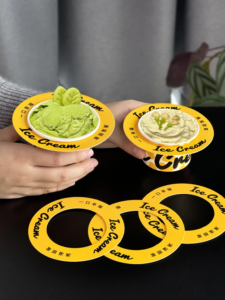 50pcs 5oz 200ml 아이스크림 요구르트 포장 종이 컵 라운드 작은 디저트 케이크 상자 파티 장식 일회용 컵