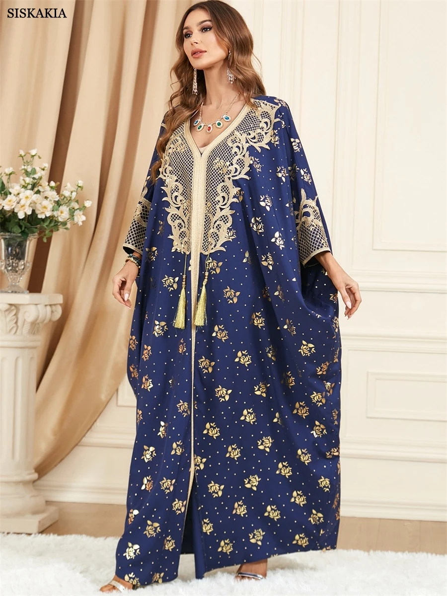 Kimono Abaya Dubai Luxury Dress Muslim Fashion Tassel Batwing Sleeve Casual Loose Moroccan Kaftan Women\'s Jalabiya Ramadan