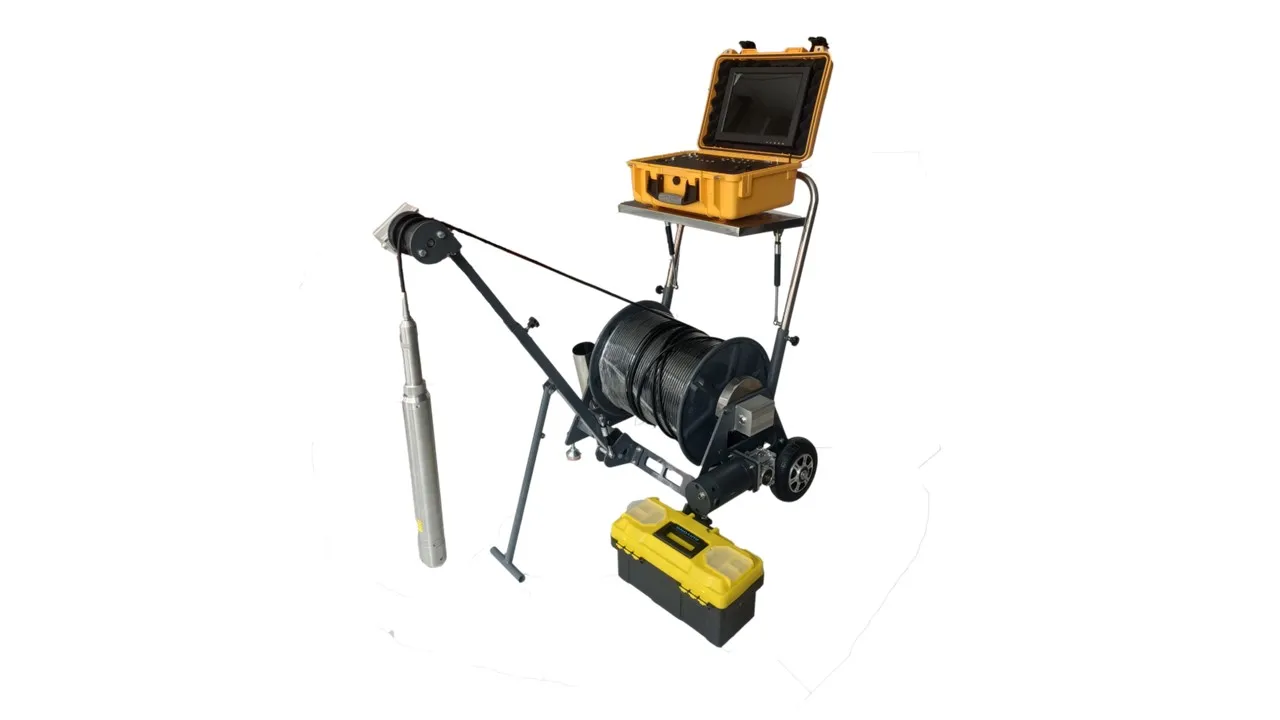 55mm  Dual Cameras Deep Well Inspection Camera  with Trolley Cart 300m Sewer Camera Pipe Inspection with Pipe Imaging