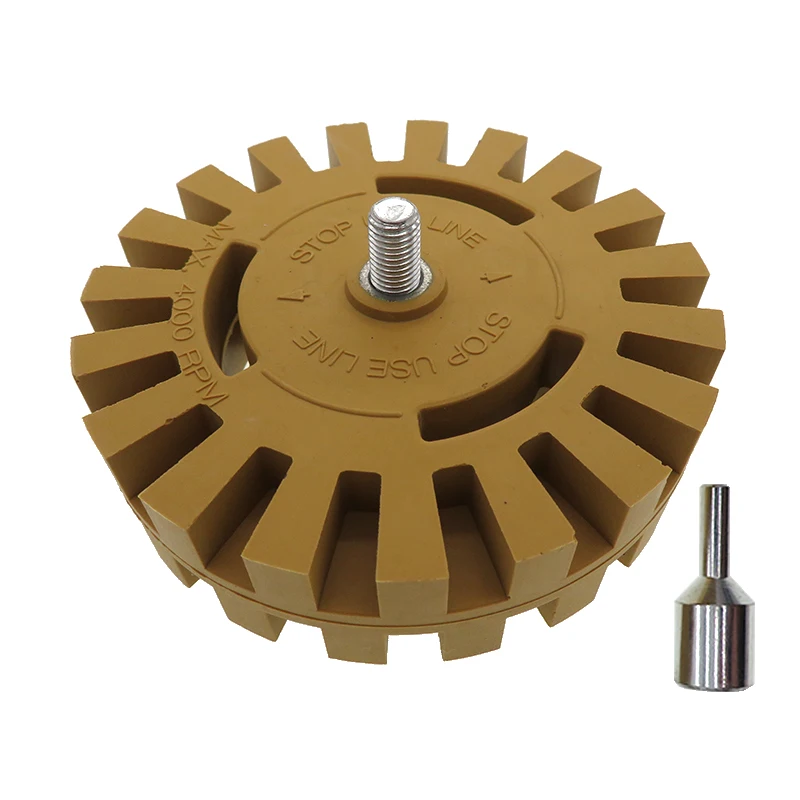 3.5/4inch Decal Removal Rubber Eraser Wheel for Remove Car Pinstripes, Stickers, Adhesive Vinyl Decals Power Drill Adaper