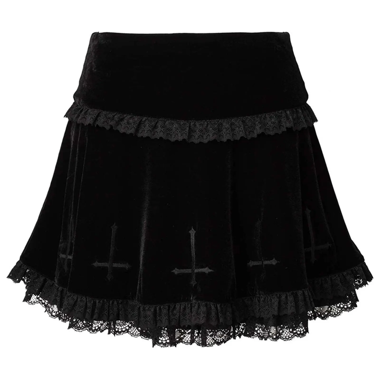 

Women Y2k Lace Ruffle Mini Skirt Elastic Waist Layered Flared Pleated A-line Skirts Swing Beach Short Skirt