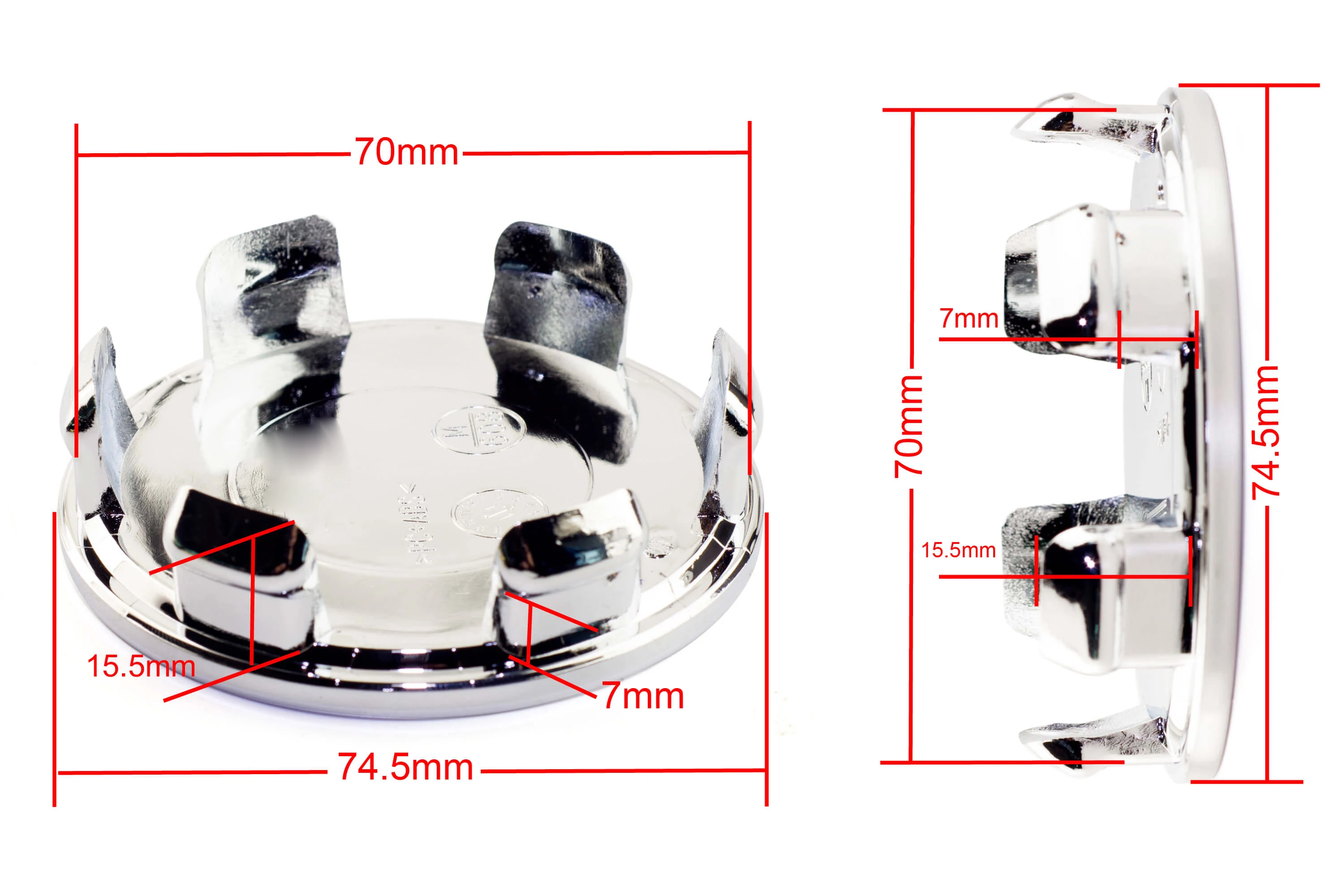 CFPerformance 4 Stück 74,5mm/2,93 Zoll Außendurchmesser 70mm/2,76 Zoll Innendurchmesser Radnabenkappen für Rennfelgen M608 M242 81310409 Modifikationszubehör – Detail 2