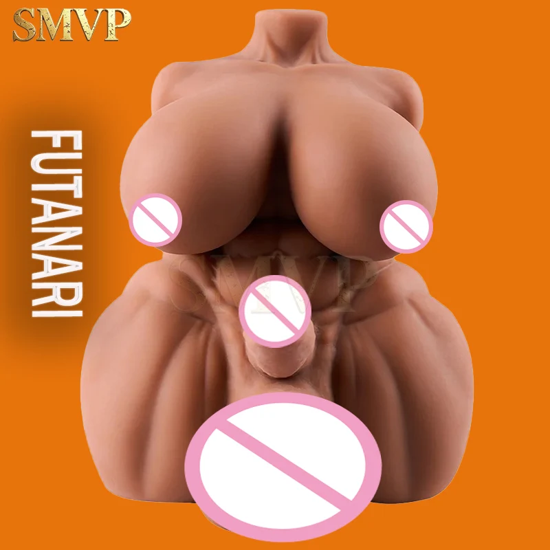 SMVP-4KG Hermaphrodite Half Body Torso Doll, Dual Gun Female Warrior with a Penetrable Dildo and an Artificial Vagina and Anus