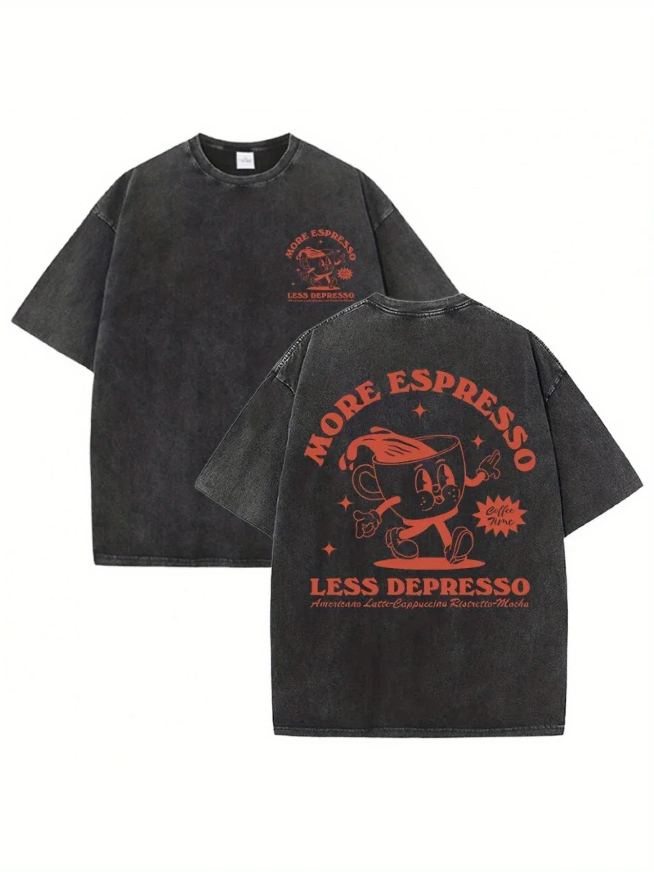 

Double sided printed pattern with higher coffee concentration, men's T-shirts, short sleeved tops, streetwear