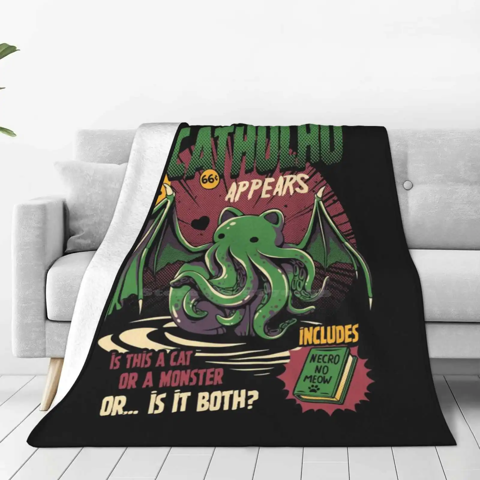 Cathulhu Latest Super Soft Warm Light Thin Blanket Lovecraft Horror Comics Hp Old Funny Cat Cthulhu