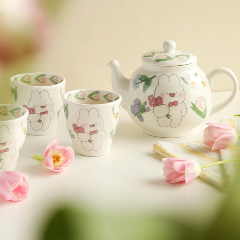 

Cute Rabbit Cartoon Tea Set, Household Ceramic Water Pitcher, Light Luxury Modern Teapot, Simplicity Water Carafe