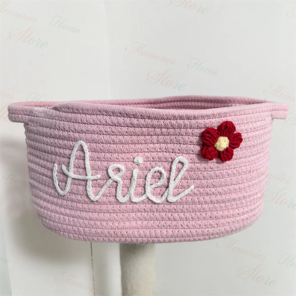 Custom Handmade Storage Basket Infant Birth Gift Colored Cotton Storage Basket Personalized Children's Toys Books Storage Basket