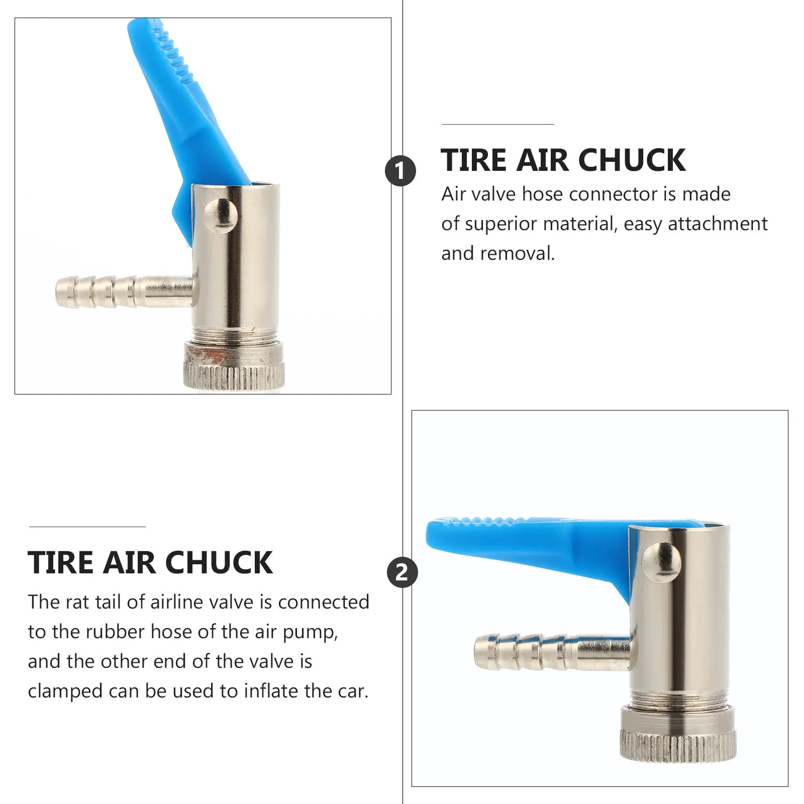 

2Pcs Tire Air Connector for Car Motorbike Air Compressor Inflator Chuck Replacement Hose Clamp Tool Tire Inflator Chuck