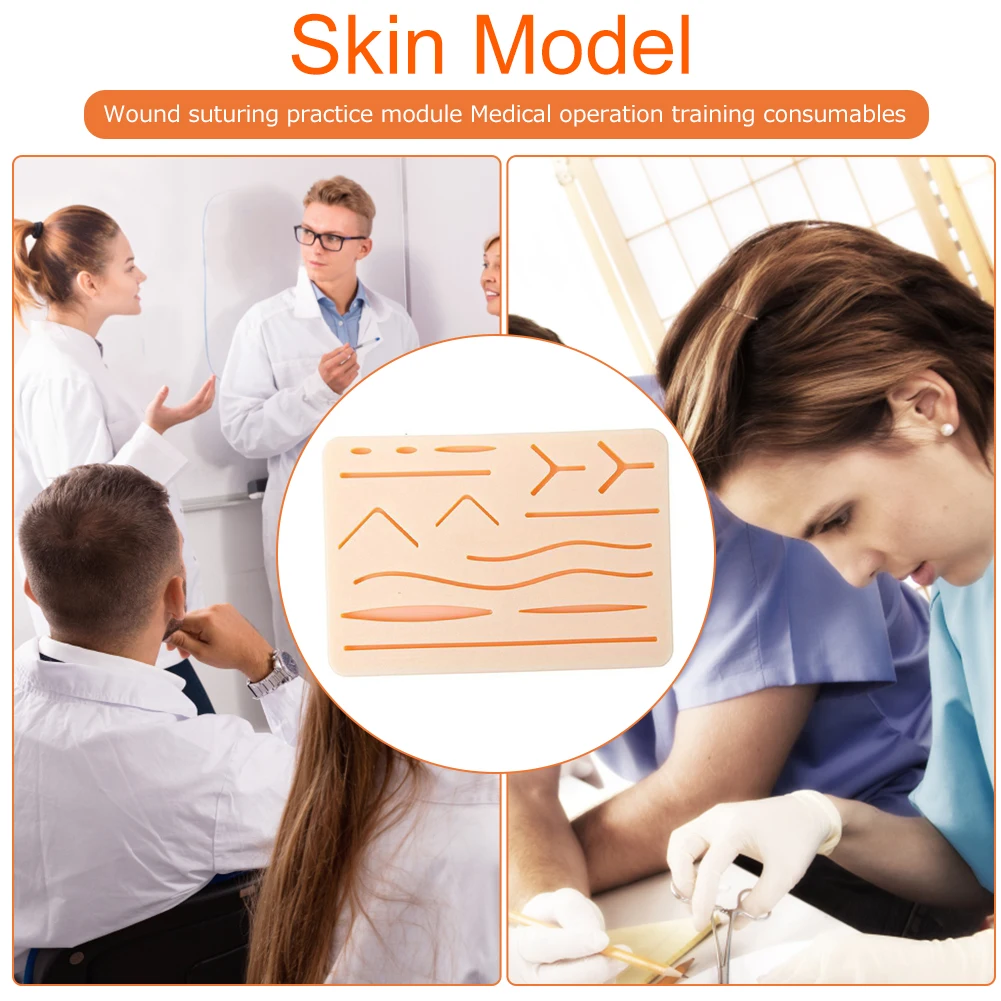 Silicone Human Traumatic Skin Model Reusable Skin Wounds Suture Teaching Module For Medical Student Exams And Learning Practicng