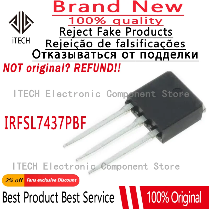 

(10-50)pcs/lot Original MOSFET IRFSL7437PBF 40V 195A IRFSL7437 TO-262 Transistor 100% New and Genuine