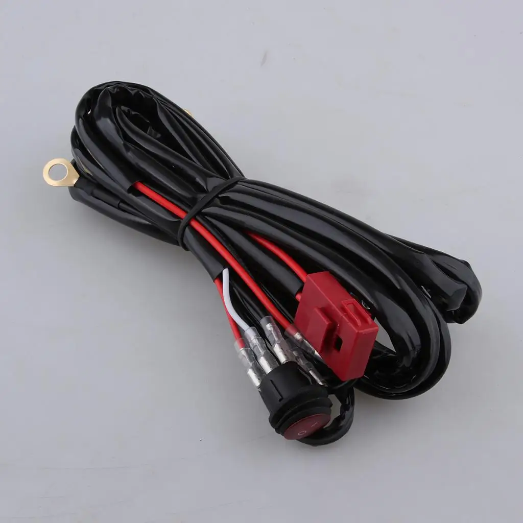 

Rubber Relay Wiring Harness Kit Inline Fuse Rocker Switch Power Cable for Electric Bikes Motorcycles