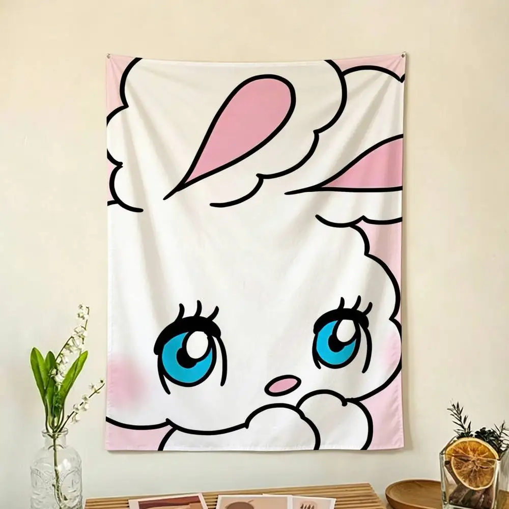 E-Esther Bunny Pink Flag Outdoor Decorations for Bedrooms Home Decor Items Decoration Banners