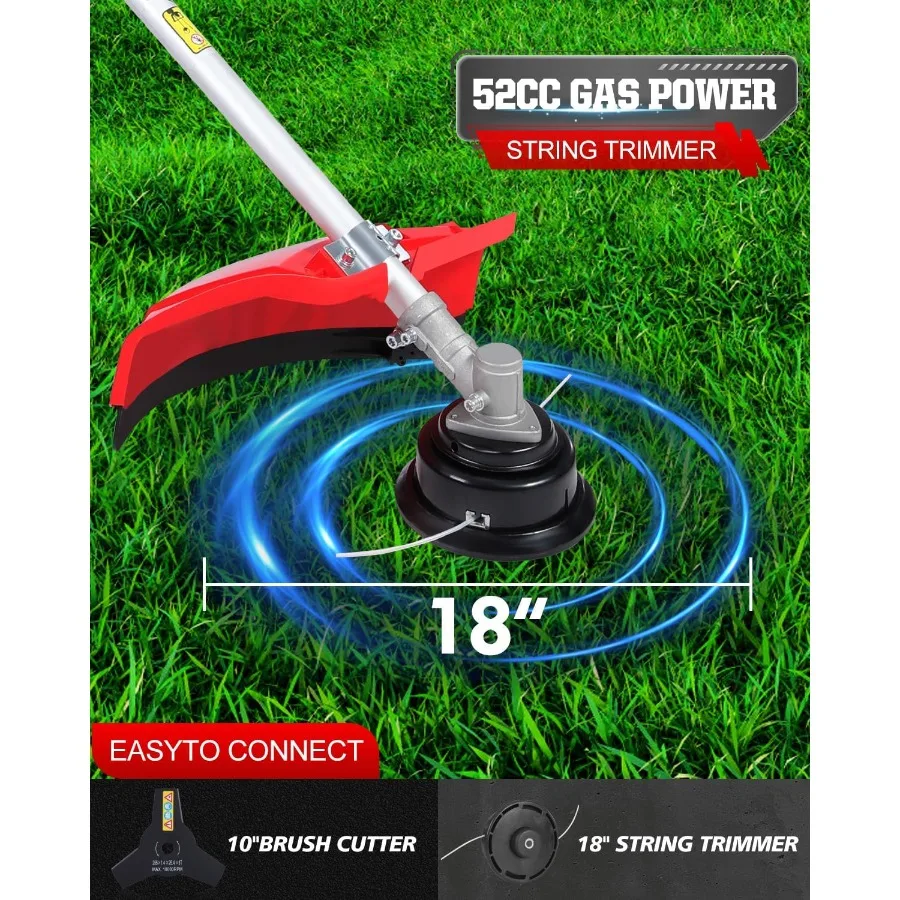 قاطع فرشاة آكل الأعشاب الغاز 3in1 52cc أداة تشذيب سلسلة شديدة التحمل لفرشاة كبيرة الحجم منخفضة الاهتزاز للأعشاب مع Sh قابل للفصل