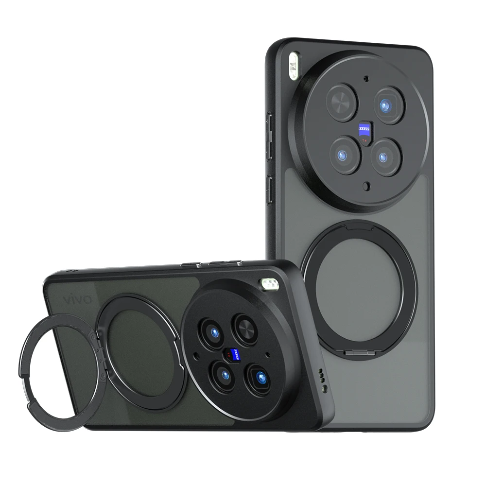 

Translucent Wireless Charging Magnetic Rotate Kickstand Phone Case For Vivo X300 Ultra X200 Pro, Slim Frosted Matte Hard Cover