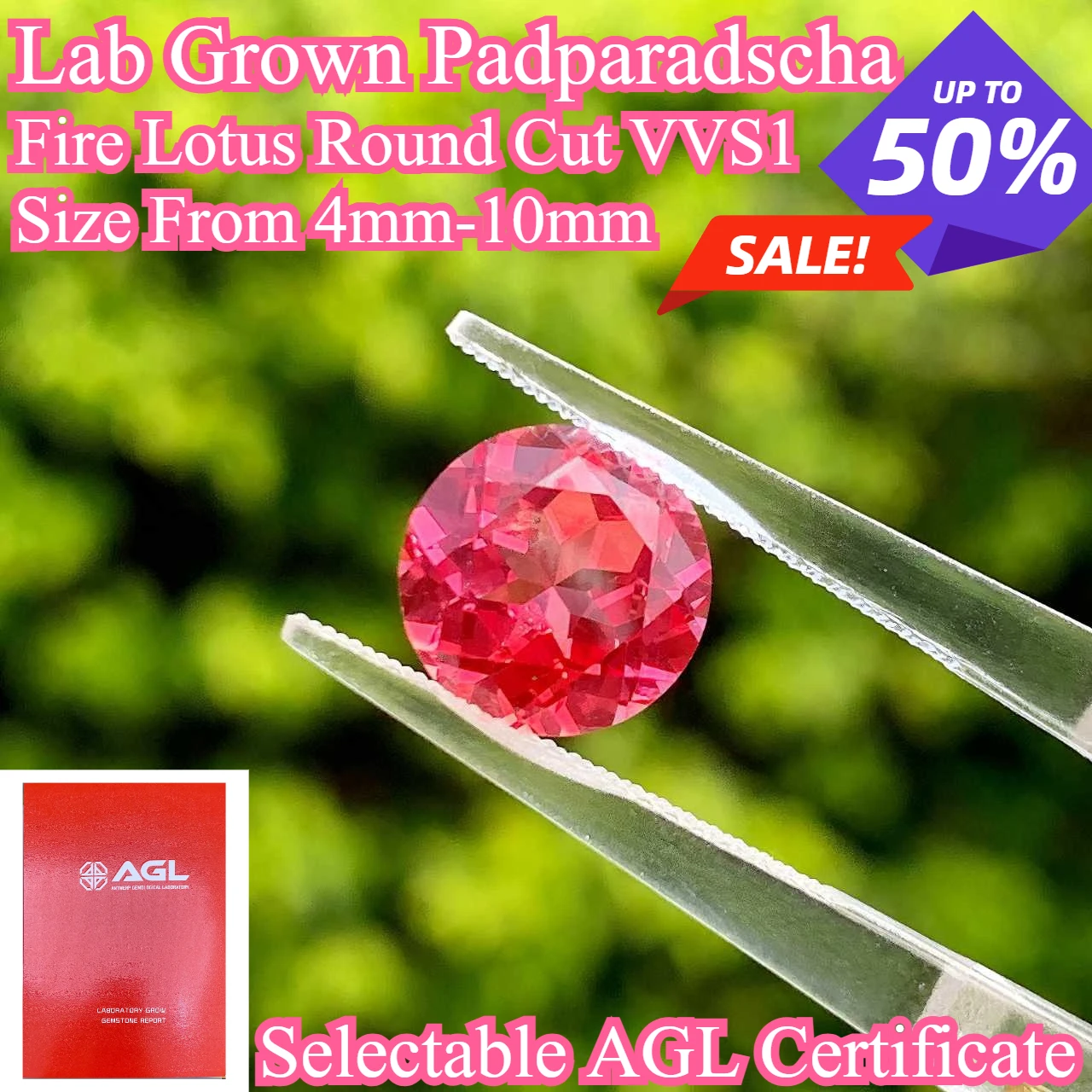

Lab Grown Padparadscha Sapphire Fire Lotus Color Round Cut VVS Grade Loose Gemstone For Jewelry Ring Pendant Making Wholesale