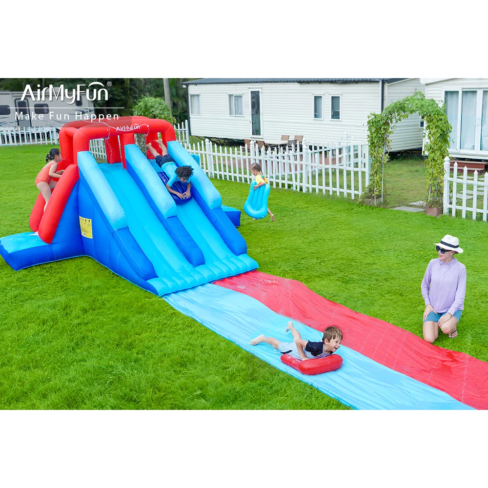 

Outdoor Double WaterSlide Inflatable Castle for Kids Jumping Bounce Bouncy Water Slide Blue Inflatable Bouncer House
