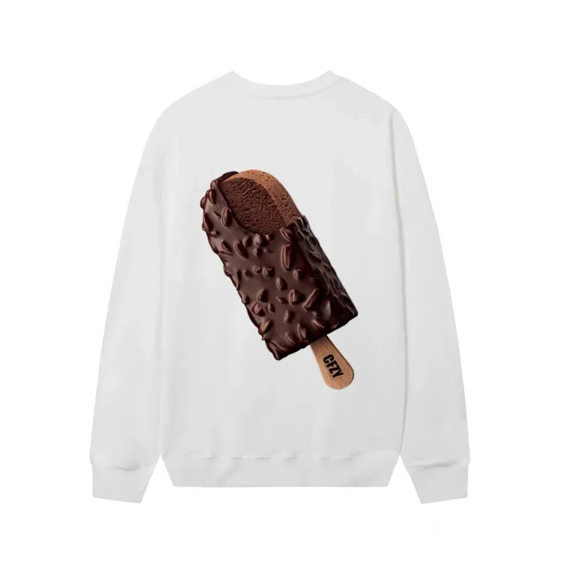 DESIER CFZY round Neck Hoodie Ice Cream Print High Street Hip Hop Casual Top for Men And Women