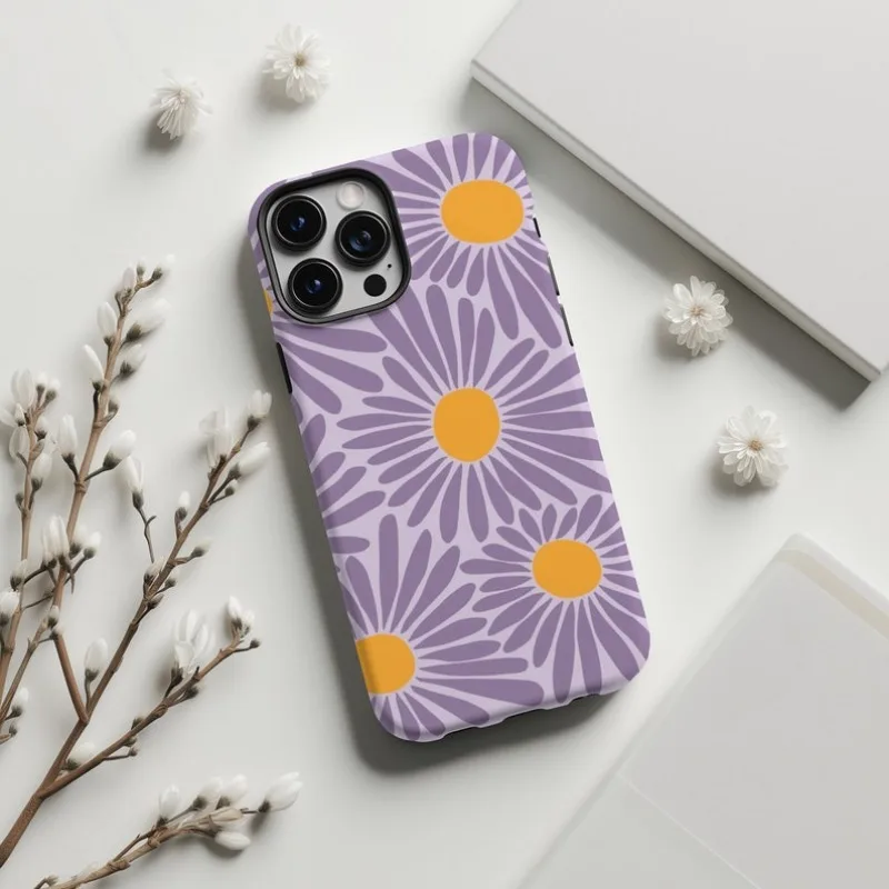 Retro Daisy Floral Summer Phone Case For IPHONE 15PRO MAX 14 13 12 11 PRO Plus 15pro Acrylic TPU Two in one Mobile Phone Cases